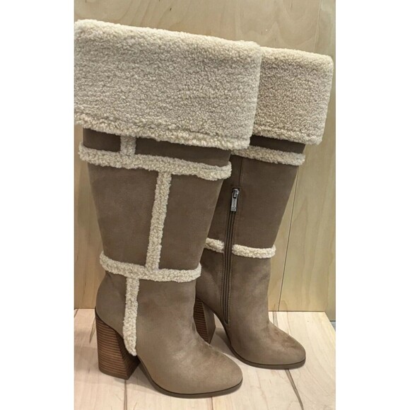Jessica Simpson Rustina Over The Knee Boot Sandstone Patchwork Vegan Leather 7M - Picture 4 of 8